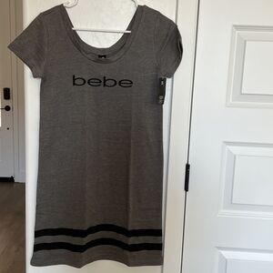 Bebe Short Sleeve T-Shirt Mini Dress Gray Size Small
